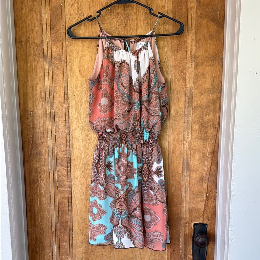 Sweet Storm Paisley Print Halter Dress